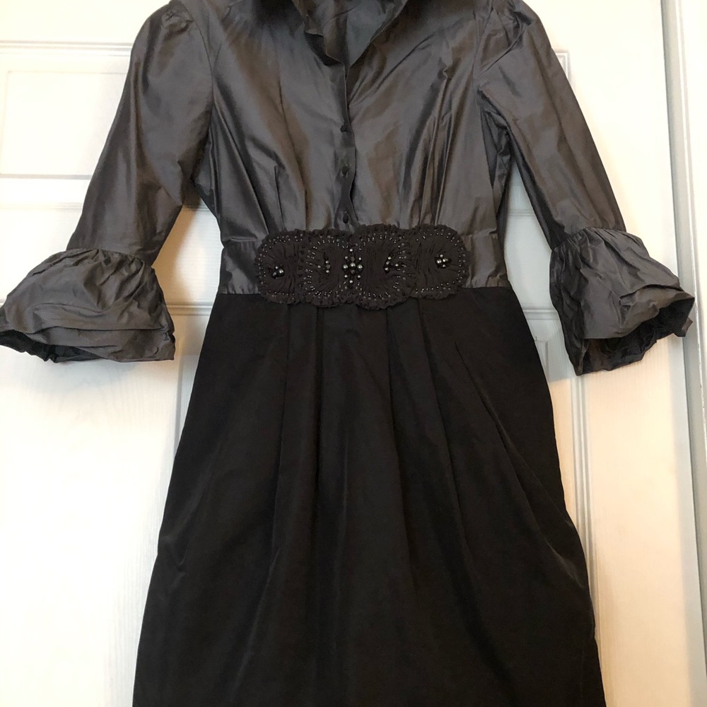 BCBG gray and black taffeta dress